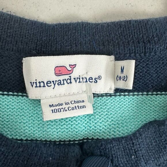 Vineyard Vines Girls Crop Cardigan Size Medium Navy Striped - Picture 4 of 7